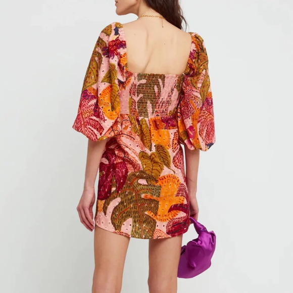 Kourt Robbie Dress Multi Palm Print L - Picture 3 of 16